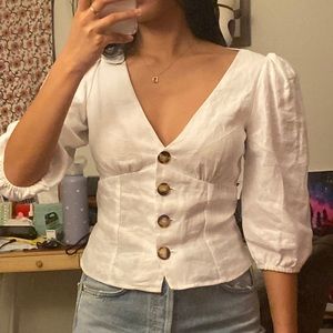 reformation linen puff sleeve top